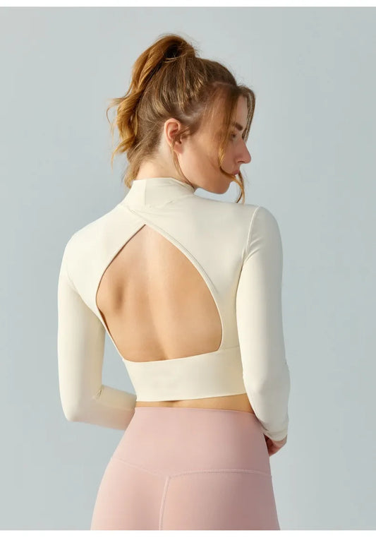SculptFit Backless Long Sleeve Yoga Top